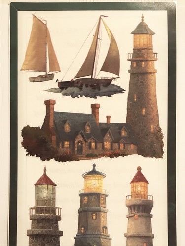 BEACONS OF LIGHT THOMAS KINKADE THEMED STICKERS 5X12 IN. SHEET LIGHTHOUSES
