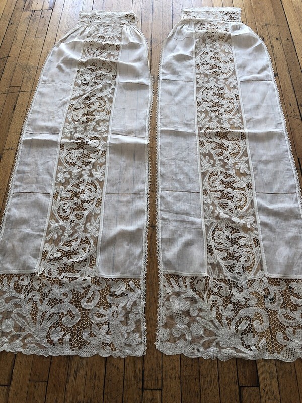Antique Lace Circa 1880 1900 S Hand Made Milanese Lace Curtains