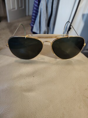 ORIGINAL VINTAGE AVIATOR SUNGLASSES GREEN LENSES