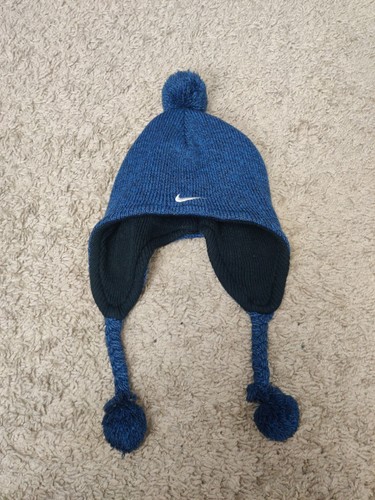 Nike Toddler Beanie Kids Winter pom pom Blue OS