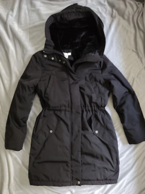 Smart black coat with deals hood