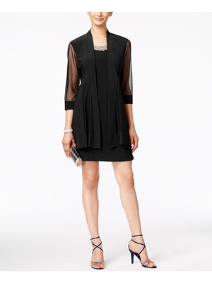 

R-M RICHARDS PETITE Женский черный формальный кардиган с открытой передней частью Petites