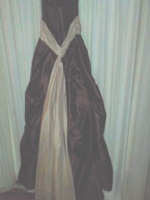 Bill Levkoff's Evening Gown Choc. Brown w/beige sash,size 8