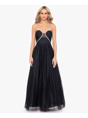 BLONDIE NITES Womens Black Lined Trim Padded Cups Dress Juniors 0