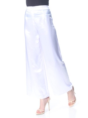 

CECE Женские белые плиссированные рабочие брюки с широкими штанинами, Белый, 491231319