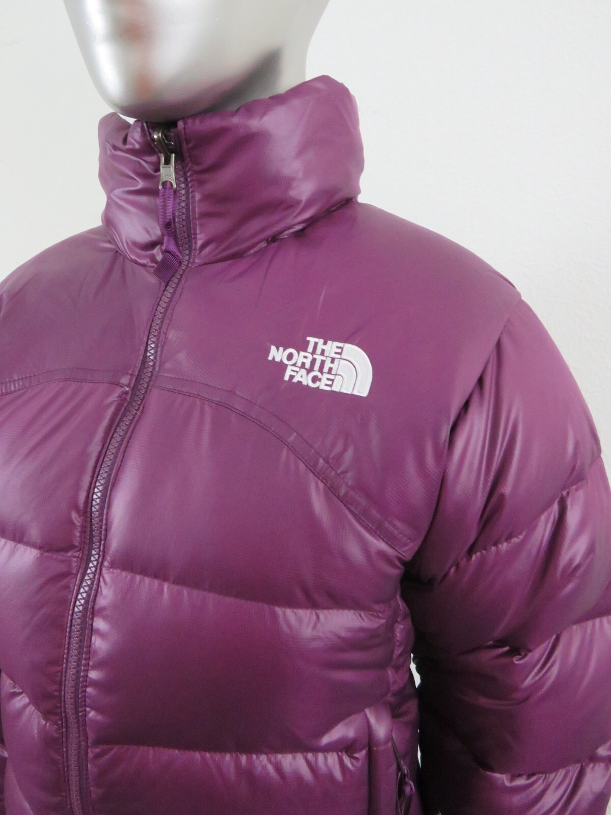 Pre-owned The North Face Womens  Retro Nuptse 2000 Short Crop 700-down Jacket - Purple