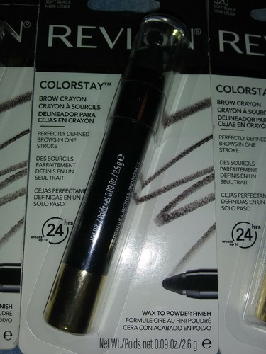 LOT 3 REVLON COLORSTAY BROW CRAYON 24 HOUR STAY WAX TO POWDER 320 SOFT BLACK