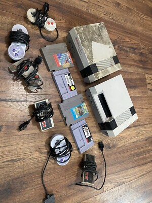 NES Console Lot Nintendo Entertainment System Controllers Video Games UNTESTED