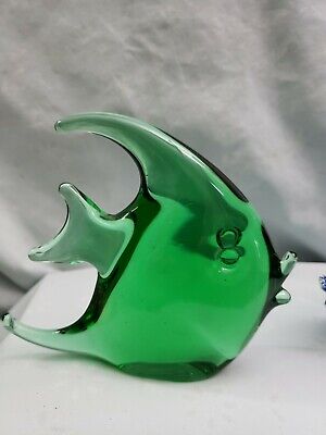 Murano Italy Glass Angel Fish Green 4''