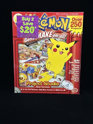 Learning Company Pokémon: Project Studio Red Version (Windows 98/95) New Sealed!