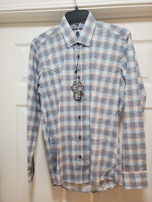 Visconti Black Button Up Down Long Sleeve Shirt Mens Medium $155 NWT NEW GT 1152