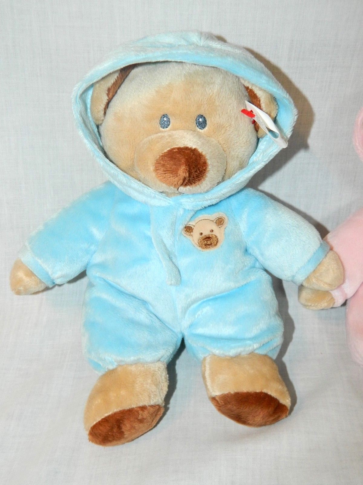 Ty Pluffies Bear in Pjs Pajamas PINK & BLUE set 10