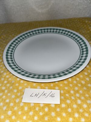 1 Rare Corelle By Corning Dinner Plates Gingham Hunter Green Pattern 10.25 Inch