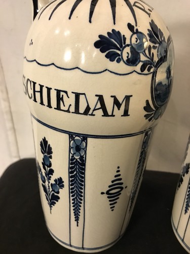 Royal Delft Blue Windmill P.Hoppe Schiedam Gin Bottles 9”X4”CSee12pix.MAKE OFFER
