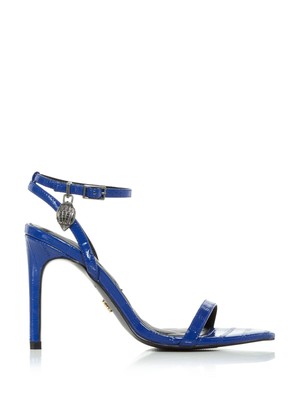 

KURT GEIGER Женские темно-синие кожаные босоножки на каблуке с крокодиловой шпилькой Shoreditch, Navy, 8881380309