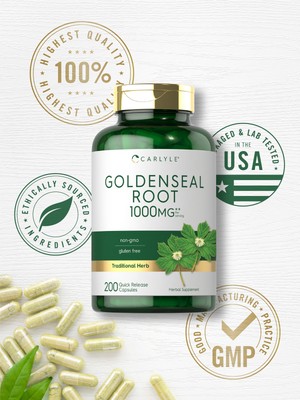 Goldenseal Root Capsules 1000mg | 200 Count | Non-GMO, Gluten Free | by Carlyle