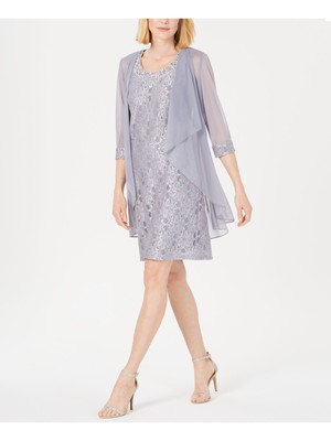 

R-M RICHARDS Женская синяя кружевная прозрачная вечерняя куртка с открытым передом и блестками, Синий, 2208