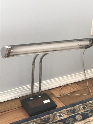 Vtg Double Gooseneck Desk Fluorescent Lamp Light Mid Century 6039s Mod