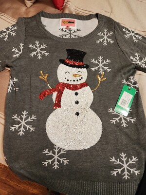 Tipsy Elves Womens Sequin Snowman Sweater & Snowflake Leggings Sz Med NWT Set