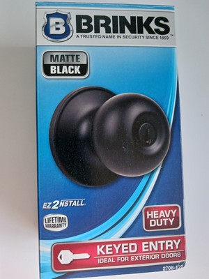 Brinks 2708-122 Keyed Entry Exterior Doorknob, Matte Black, NEW in BOX