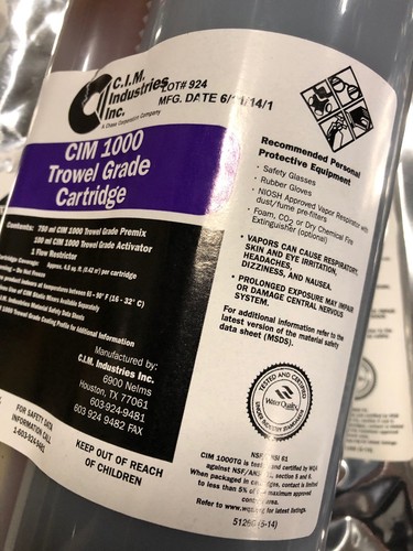 2 CIM 1000 Trowel Grade Cartridge Sealant Caulk Activator