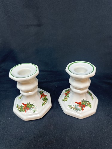 Pair Vintage '89 Pfaltzgraff Christmas Heritage 3.75