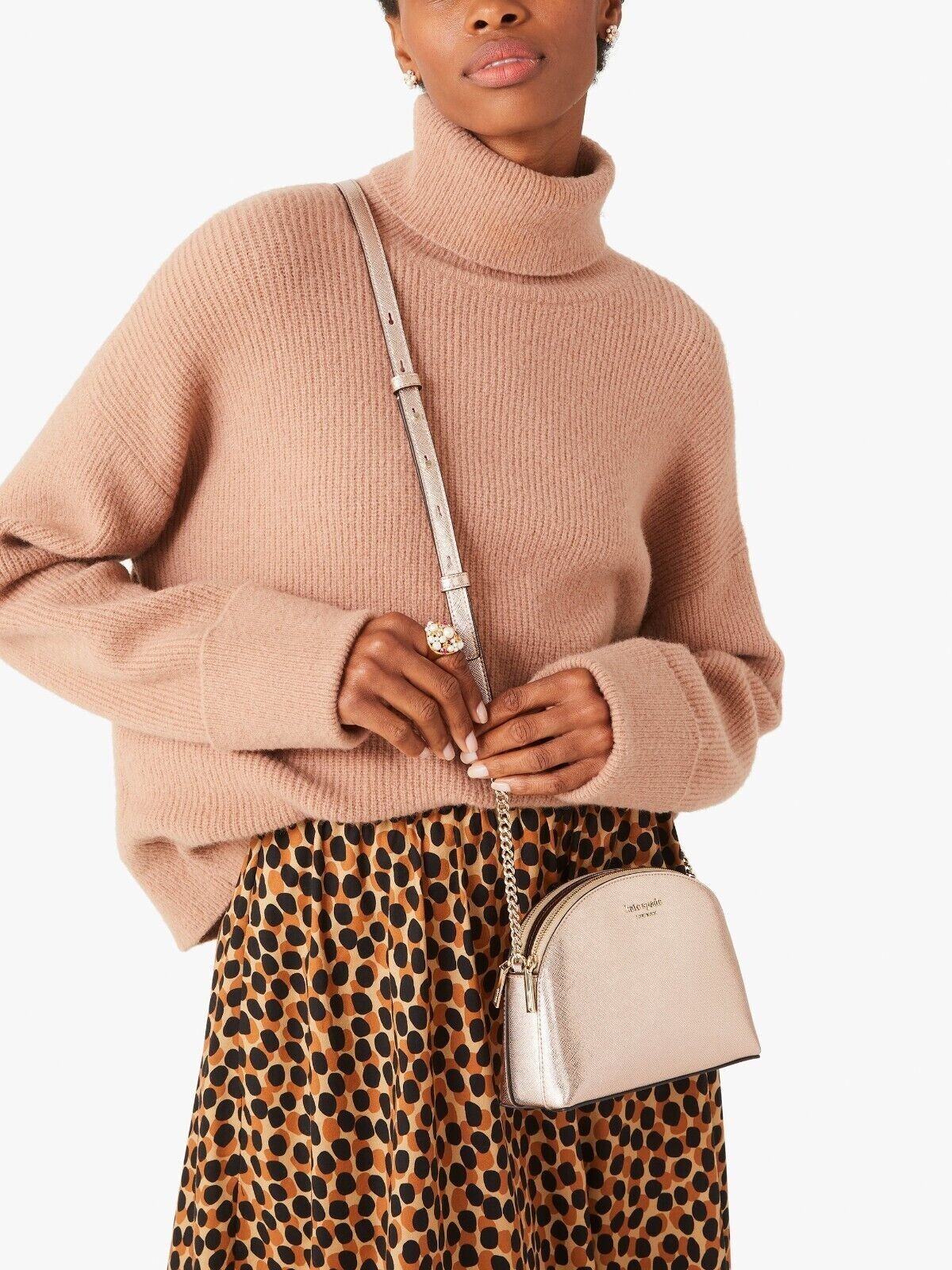 Kate Spade Spencer Metallic Rose Gold Leather Double Zip Kate Spade Spencer Metallic Rose Gold Leather Double Zip