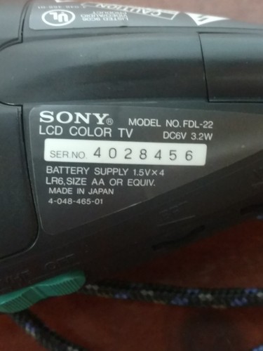 Vintage SONY Watchman Fdl-22 LCD Color TV Powers On Has Been Refurbished