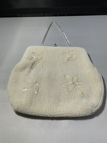 Vintage White Beaded Purse Bag John Wind Imports Bag by
