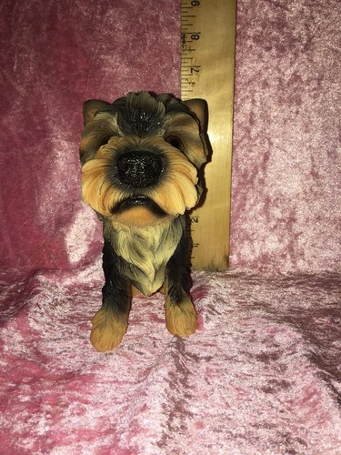 Yorkie Figurine Oversized Head, Yorkshire Terrier Realistic Eyes, 6”, Unkn. Mfg