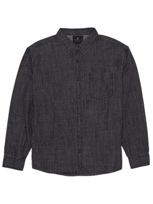 НЕЗДОРОВАЯ ПИЩА Мужская черная рубашка Randell с длинным рукавом Classic Casual на пуговицах XXL