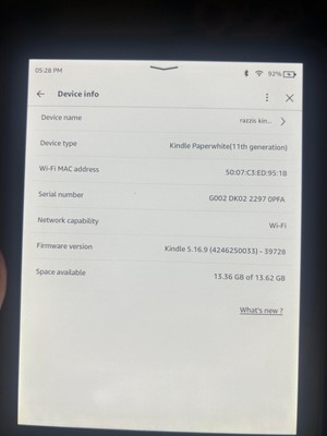 Amazon Kindle Paper white 11th Gen