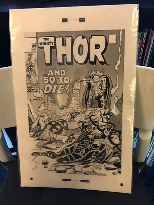  John Buscema Thor #190 Rare Large Production Art Cover Mono transparency sheet!