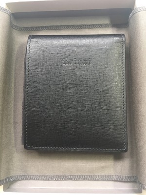 Y-0416135 New Brioni Black Leather Men Bi-fold Credit Card Wallet