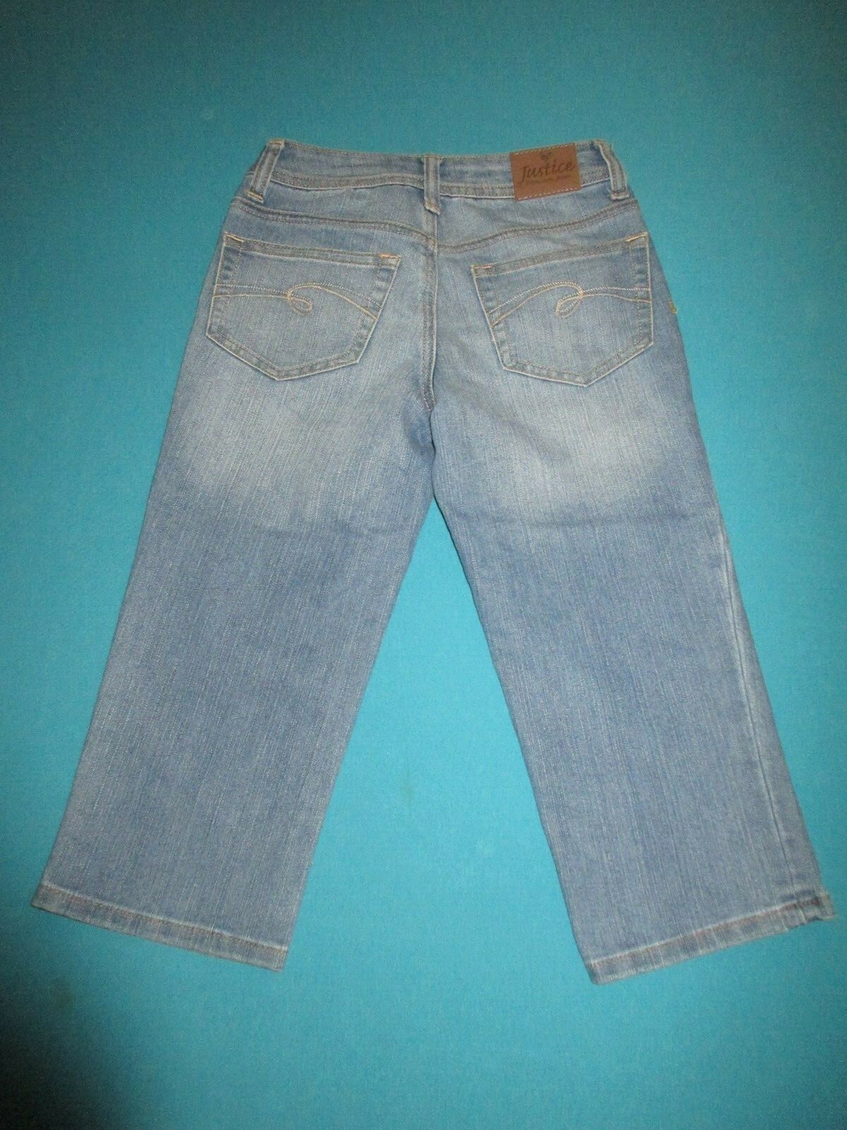 JUSTICE Girls Denim Jean Capri Pants Size 10 Slim 10S