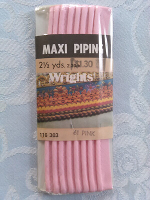2.5 yards Pink Corded Piping 1/2'' wide Wright's MAXI PIPING