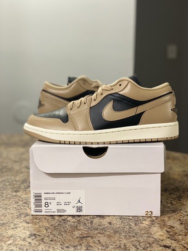 NIKE★WMNS AIR JORDAN 1 MID★SAIL/DESERT/BLACK Nike Air Jordan 1 Mid Sail/Black-Desert Women's Size 10.5 UK