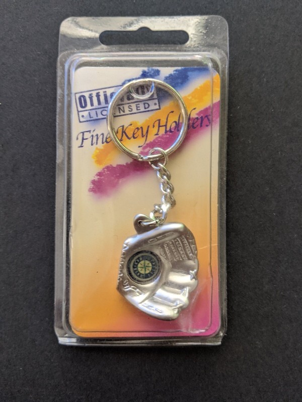 SEATTLE MARINERS 3&rdquo; Baseball Glove Silver Keychain Ring Holder *NEW IN PACKAGE*