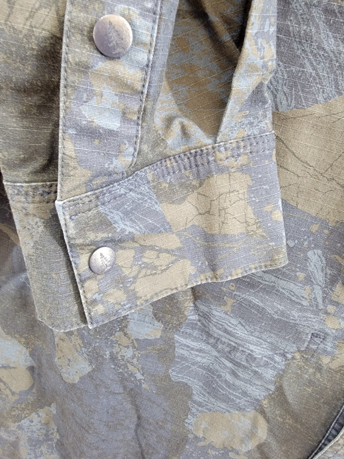 Bass Outdoor Ripstop Utility Shacket Men's L Navy Blazer Rock Camo Snap Closure - Picture 10 of 19