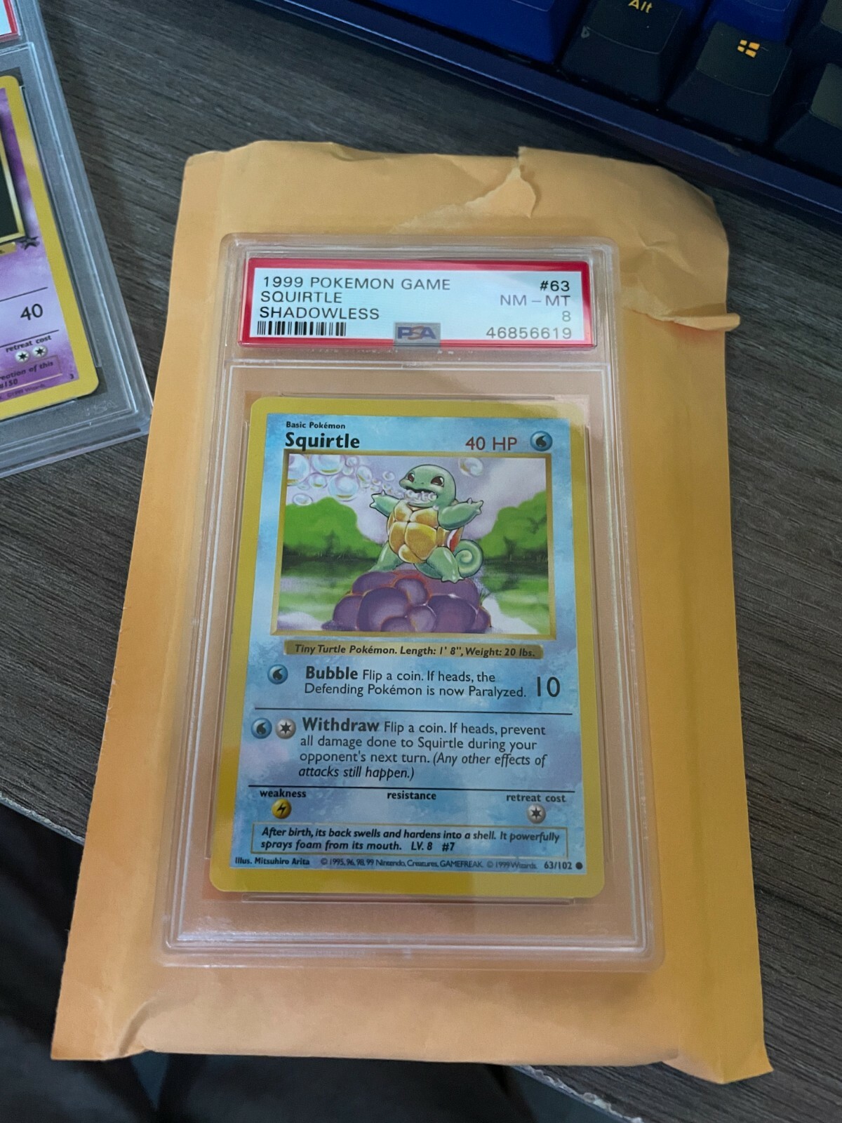 🔥1st Edition PSA 8 Shadowless Squirtle #63/102 Pokemon Base