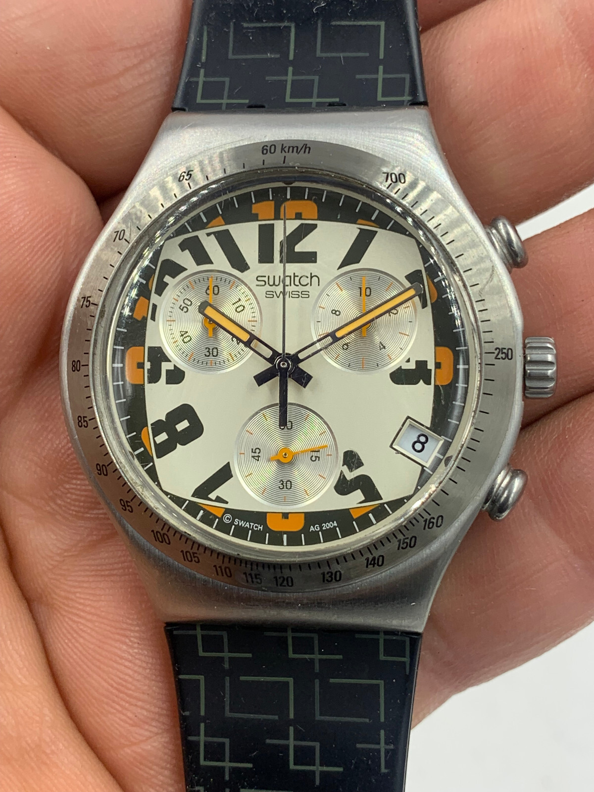 Swatch watch Irony Chronograph SKU8136 Rubber band date New Swatch watch Irony Chronograph SKU8136 Rubber band date New