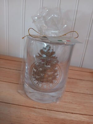 Artisan Made Italian Pinecone Candle Firenze Glitter Snow Pinecone In Glass Nwt 
