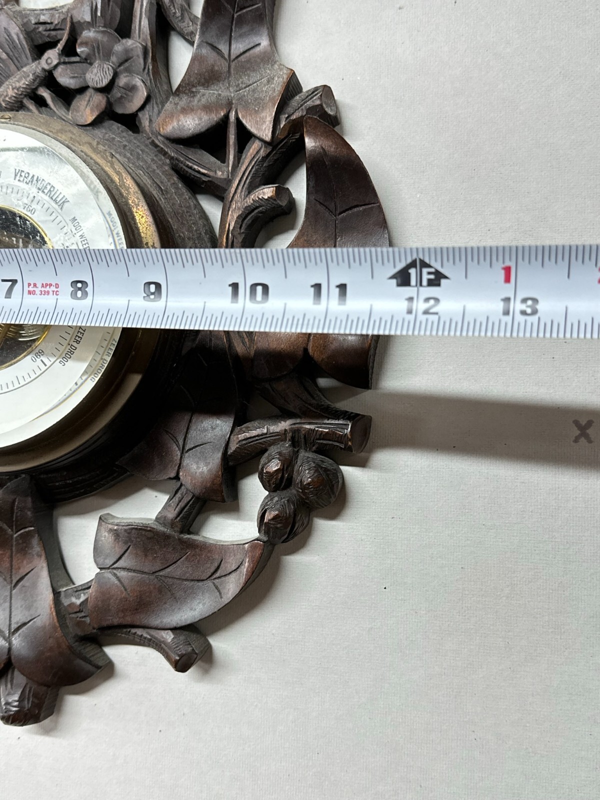 antique black forest barometer carved birds p.m  tamson ornate