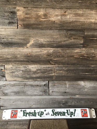 Vintage Porcelain 7 Up Push Bar Advertising Sign Original