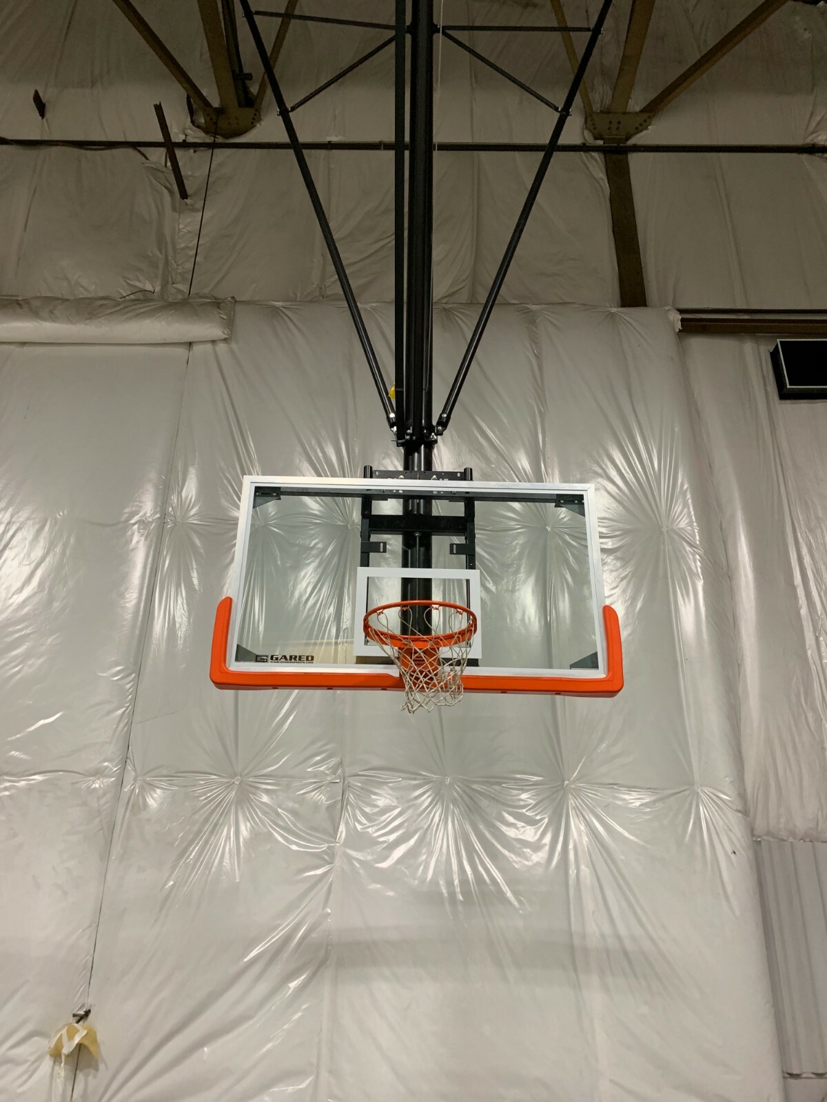 Gared Basketball Backboard with Retractable Hoist