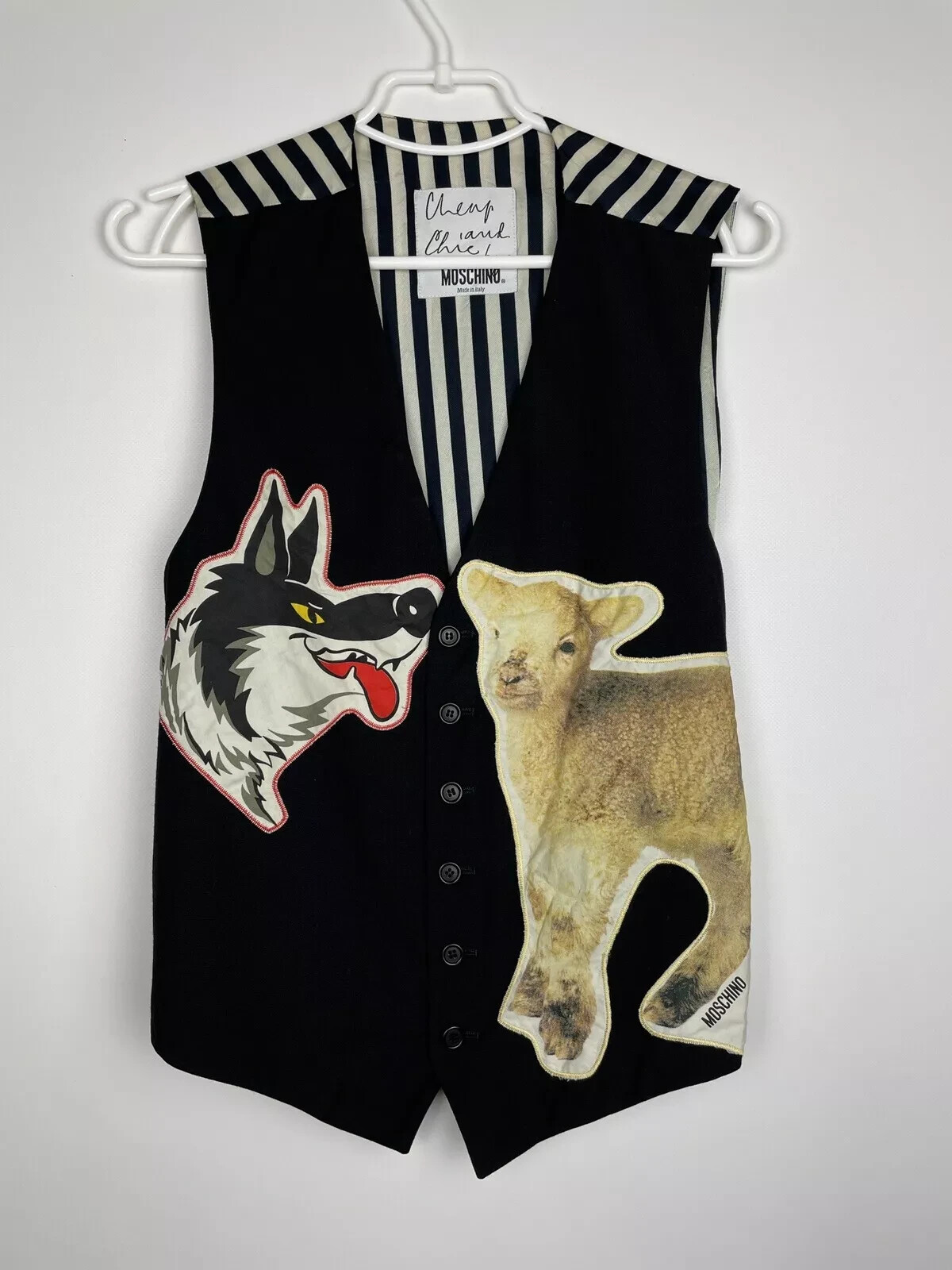 ベスト・ジレ Moschino Virgin Wool Vest Vintage Moschino Sweater Vest Wool Pullover Italian Size 54