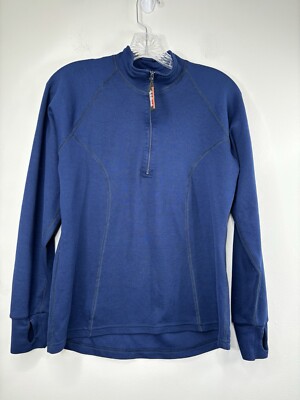 L.L. Bean Top Active Wear  ¼ zip Pullover Blue Medium Made In USA