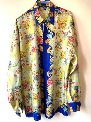 GIANNIVERSACE VINTAGE 　　90's Gianni Versace vintage 90s men's Barocco pattern silk button