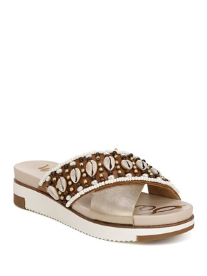 

SAM EDELMAN Женские сандалии SAM EDELMAN Gold Shell Audrea с круглым носком на танкетке без шнурков, Золотой, G8665L7
