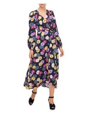

KATE SPADE NEW YORK Женское платье миди с запахом Black Tie без подкладки и рукавами с манжетами, Черный